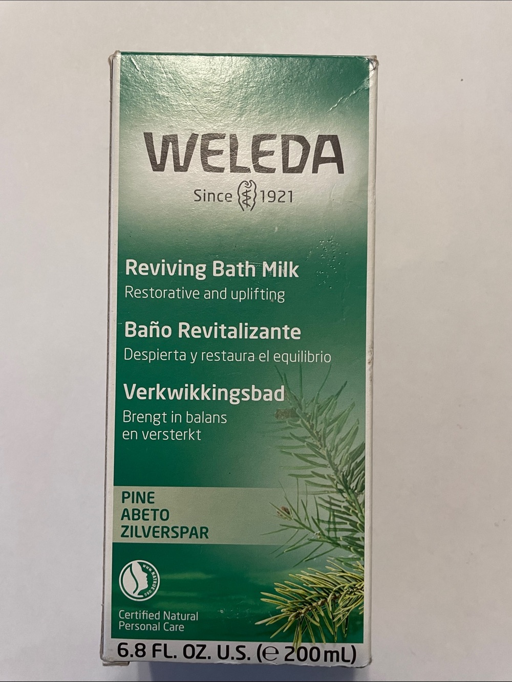 200ml (6.8 fl oz) bottle of Weleda Pine Reviving Bath Milk New